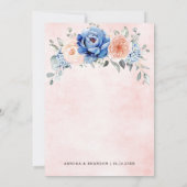 Navy Blue Slate Dusty Blush Pink Floral Wedding Kaart (Achterkant)