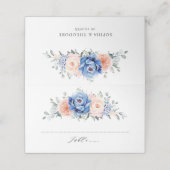 Navy Blue Slate Dusty Blush Pink Floral Wedding Plaatskaartje (Buitenkant ongevouwen)