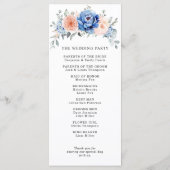 Navy Blue Slate Dusty Blush Pink Floral Wedding Programmakaart (Achterkant)