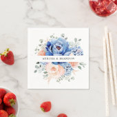 Navy Blue Slate Dusty Blush Pink Floral Wedding Servet (Insitu)