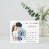 Navy Blue Slate Dusty Blush Pink Save the Date Briefkaart (Staand voorkant)