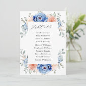 Navy Blue Slate Dusty Blush Pink Seating Chart Kaart (Staand voorkant)