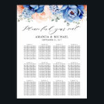 Navy Blue Slate Dusty Blush Pink Seating Chart Poster<br><div class="desc">Navy blue blush roze bruinkroze bruinkoolzittenden met elegante bouquet van marinesurblauw,  koningsblauw,  wit,  blush garden roos,  hydrangea en sage groene eucalyptusbladeren. Neem contact met mij op voor hulp bij aanpassingen of als u een ander product nodig hebt met dit ontwerp.</div>