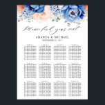 Navy Blue Slate Dusty Blush Pink Seating Chart Poster<br><div class="desc">Navy blue blush roze bruinkroze bruinkoolzittenden met elegante bouquet van marinesurblauw,  koningsblauw,  wit,  blush garden roos,  hydrangea en sage groene eucalyptusbladeren. Neem contact met mij op voor hulp bij aanpassingen of als u een ander product nodig hebt met dit ontwerp.</div>
