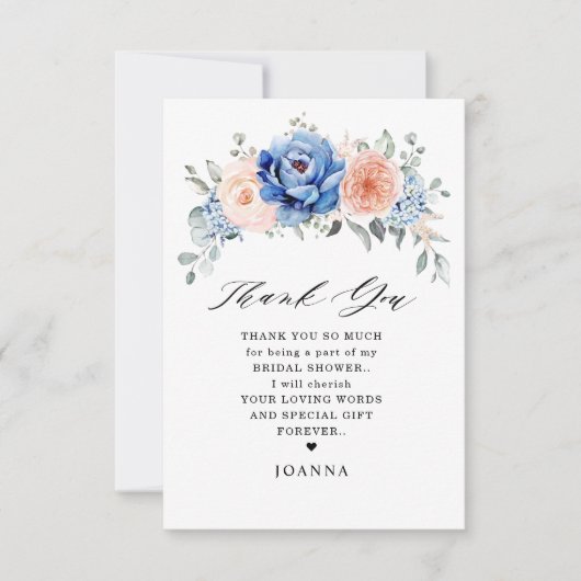 Navy Blue Slate Dusty Blush Pink Vrijgezellenfeest Bedankkaart (Voorkant)