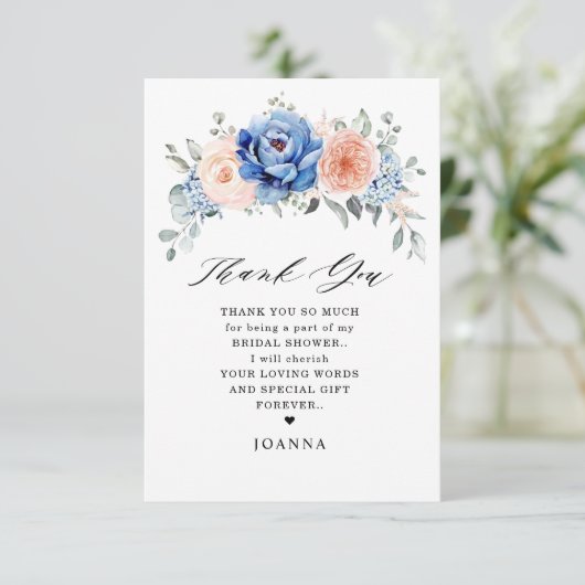 Navy Blue Slate Dusty Blush Pink Vrijgezellenfeest Bedankkaart (Staand voorkant)