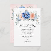 Navy Blue Slate Dusty Blush Pink Vrijgezellenfeest Bedankkaart (Voorkant / Achterkant)