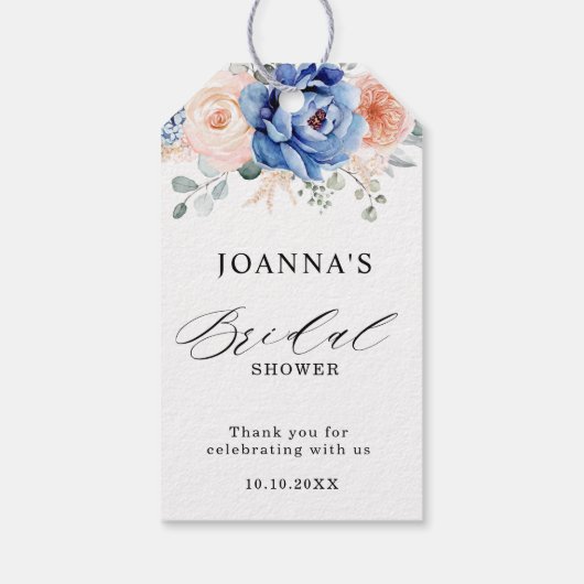 Navy Blue Slate Dusty Blush Pink Vrijgezellenfeest Cadeaulabel (Achterkant)