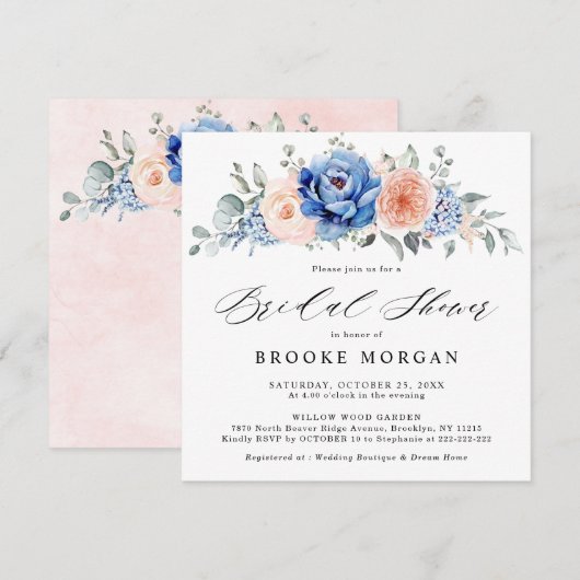 Navy Blue Slate Dusty Blush Pink Vrijgezellenfeest Kaart (Voorkant / Achterkant)