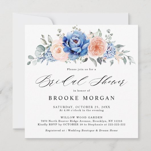 Navy Blue Slate Dusty Blush Pink Vrijgezellenfeest Kaart (Voorkant)