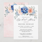 Navy Blue Slate Dusty Blush Pink Vrijgezellenfeest Kaart (Voorkant / Achterkant)