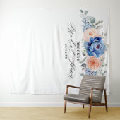 Navy Blue Slate Dusty Blush Pink Vrijgezellenfeest Wandkleed (In Situ (horizontaal))