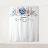 Navy Blue Slate Dusty Blush Pink Vrijgezellenfeest Wandkleed (Voorkant)