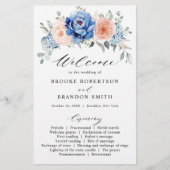 Navy Blue Slate Dusty Blush Pink Wedding Programme (Voorkant)