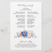 Navy Blue Slate Dusty Blush Pink Wedding Programme (Achterkant)