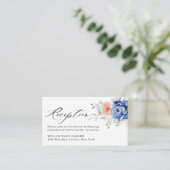 Navy Blue Slate Dusty Blush Pink Wedding Reception Informatiekaartje (Staand voorkant)