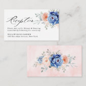 Navy Blue Slate Dusty Blush Pink Wedding Reception Informatiekaartje (Voorkant / Achterkant)