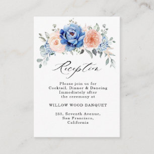 Navy Blue Slate Dusty Blush Pink Wedding Reception Informatiekaartje