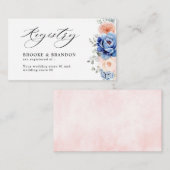 Navy Blue Slate Dusty Blush Pink Wedding Registry Informatiekaartje (Voorkant / Achterkant)