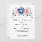 Navy Blue Slate Dusty Blush Rehearsal Dinner Kaart (Voorkant)