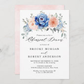 Navy Blue Slate Dusty Blush Rehearsal Dinner Kaart (Voorkant / Achterkant)