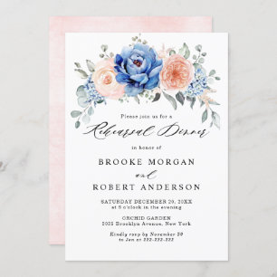 Navy Blue Slate Dusty Blush Rehearsal Dinner Kaart