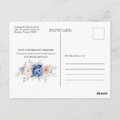 Navy Blue Slate Dusty Blush Sparen de datum Briefkaart (Achterkant)