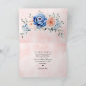 Navy Blue Slate Dusty Blush Vrijgezellenfeest Bedankkaart (Binnen)