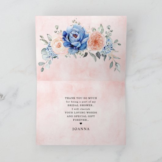 Navy Blue Slate Dusty Blush Vrijgezellenfeest Bedankkaart (Binnen)
