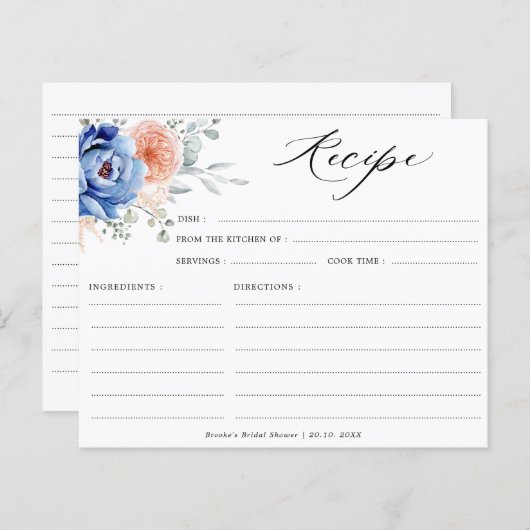 Navy Blue Slate Dusty Blush Vrijgezellenfeest Reci (Voorkant / Achterkant)