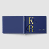 Navy Blue Slender Ampersand Gold eerste bruiloft Gastenboek (Volledig)