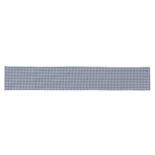 Navy Blue Small Classic Gingham Check Pset Lange Tafelloper (Horizontaal)
