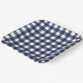 Navy Blue Small Classic Gingham Check Pset Papieren Bordje (Gebogen)