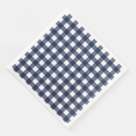 Navy Blue Small Classic Gingham Check Pset Servet (Hoek)