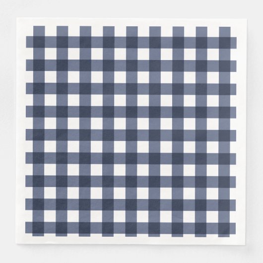 Navy Blue Small Classic Gingham Check Pset Servet (Voorkant)