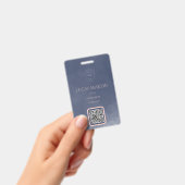 Navy Blue Smokey QR-code naamkaart voor medewerker Badge (Handheld)