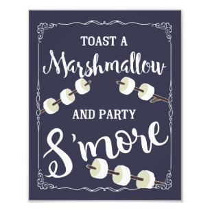 Navy Blue Smore party en trouwbord Foto Afdruk