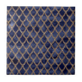 Navy Blue Snake Serpent Reptile Pattern Tegeltje (Voorkant)