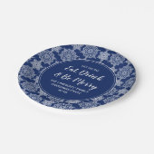 Navy Blue Sneeuwvlok Eat Drink Kerstfeest Papieren Bordje (Gekanteld)