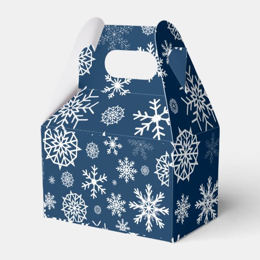 Navy Blue Sneeuwvlok Kerst Feestdagen Bedankdoosjes (Voorkant Zijde)