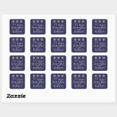 Navy Blue Sneeuwvlok Winter Envelope Seal Vierkante Sticker (Vel)