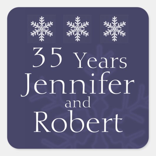Navy Blue Sneeuwvlok Winter Envelope Seal Vierkante Sticker (Voorkant)