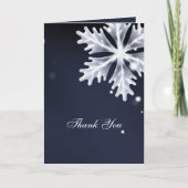 Navy blue snewflakes winterbruiloft Dank u Bedankkaart (Voorkant)