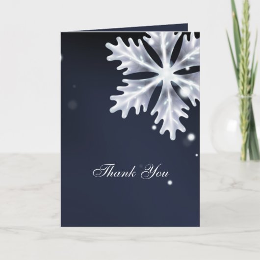 Navy blue snewflakes winterbruiloft Dank u Bedankkaart (Voorkant)