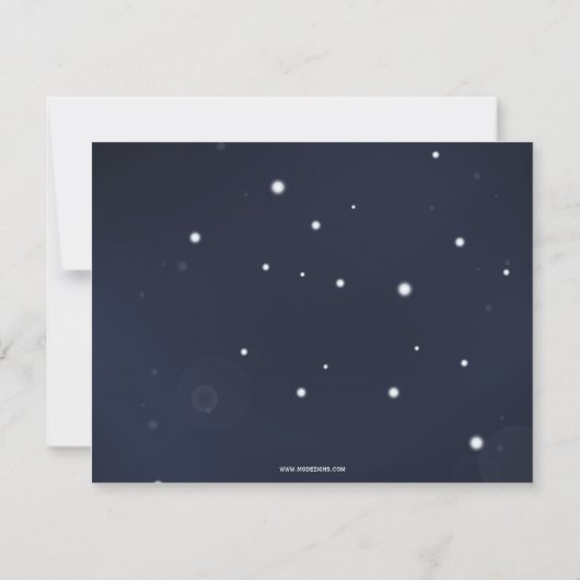 Navy Blue snewflakes winterbruiloft rsvp (Achterkant)