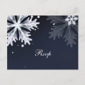 Navy Blue snewflakes winterbruiloft rsvp Uitnodiging Briefkaart (Voorkant)