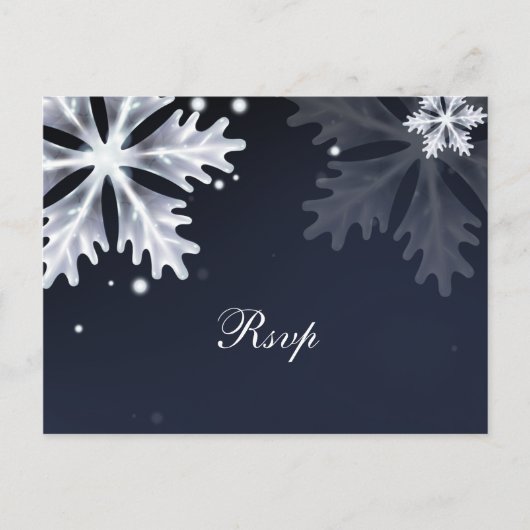 Navy Blue snewflakes winterbruiloft rsvp Uitnodiging Briefkaart (Voorkant)