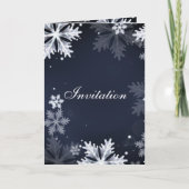 Navy Blue snewflakes wintertrouwuitnodiging (Voorkant)