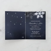 Navy Blue snewflakes wintertrouwuitnodiging (Binnen)