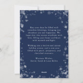 Navy Blue Snow Flake Holiday Kaart (Achterkant)